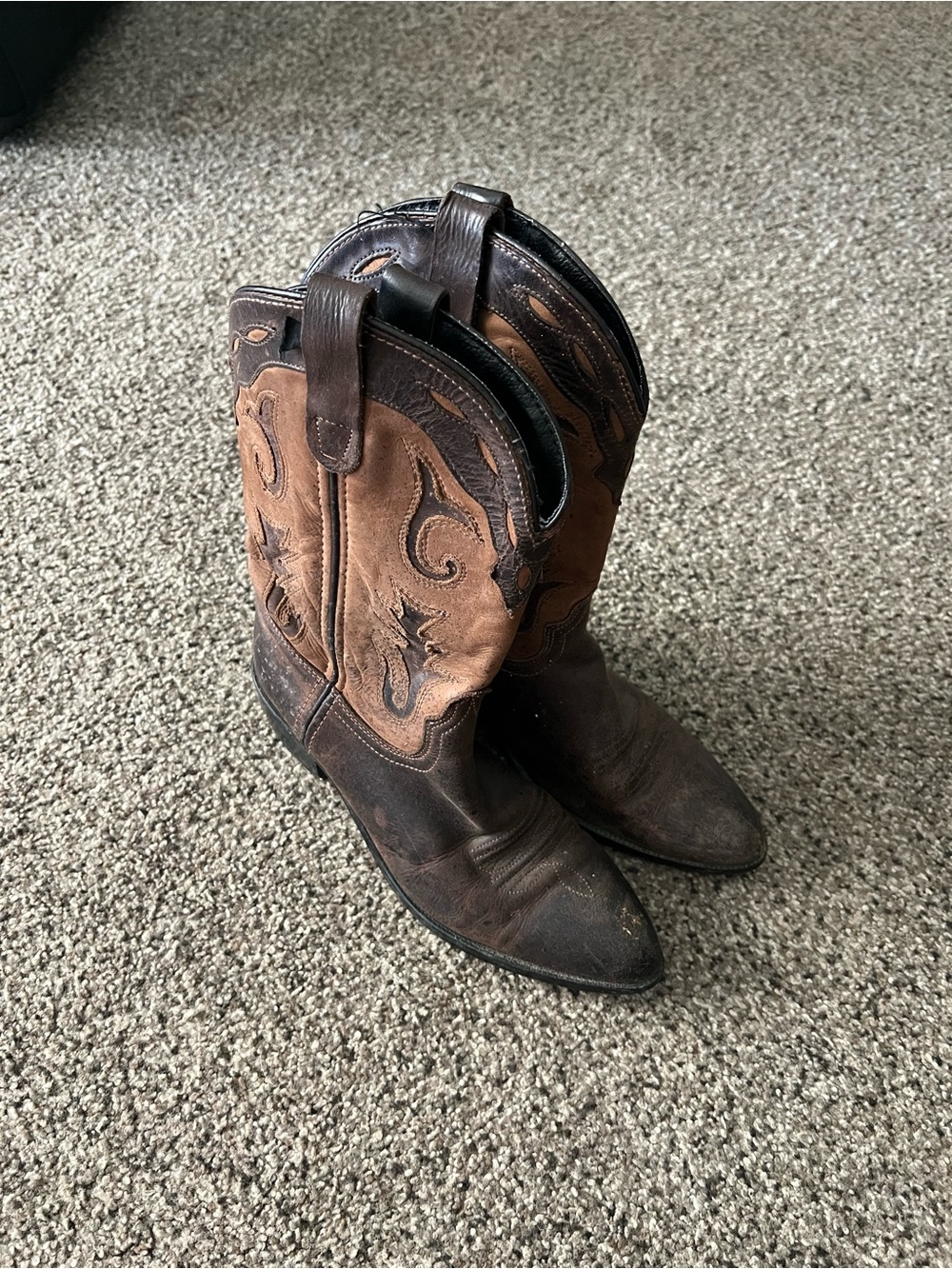 Classic Brown Leather Western Cowboy Boots - Kids 4 1/2
